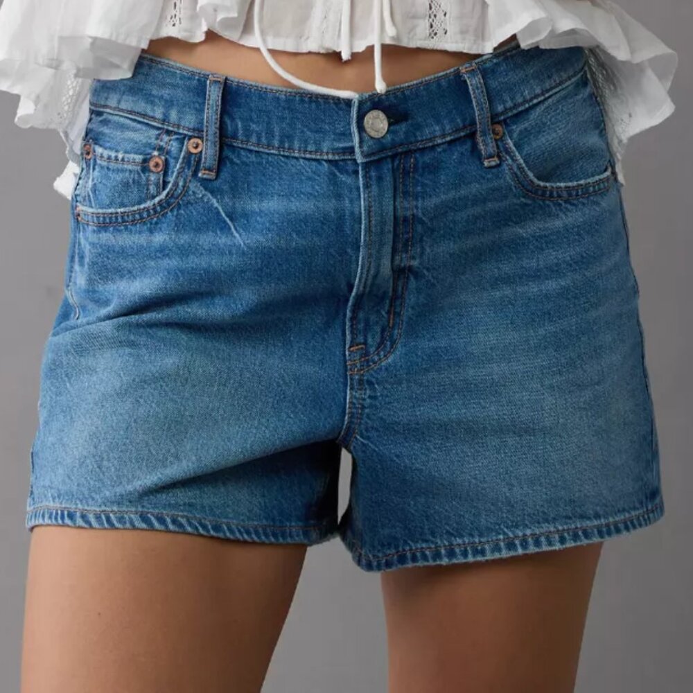 Womens American Eagle Strigid Super High-Waisted Relaxed Denim Short